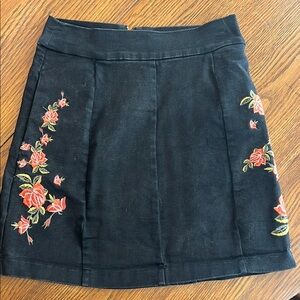 Embroidered Black Skirt